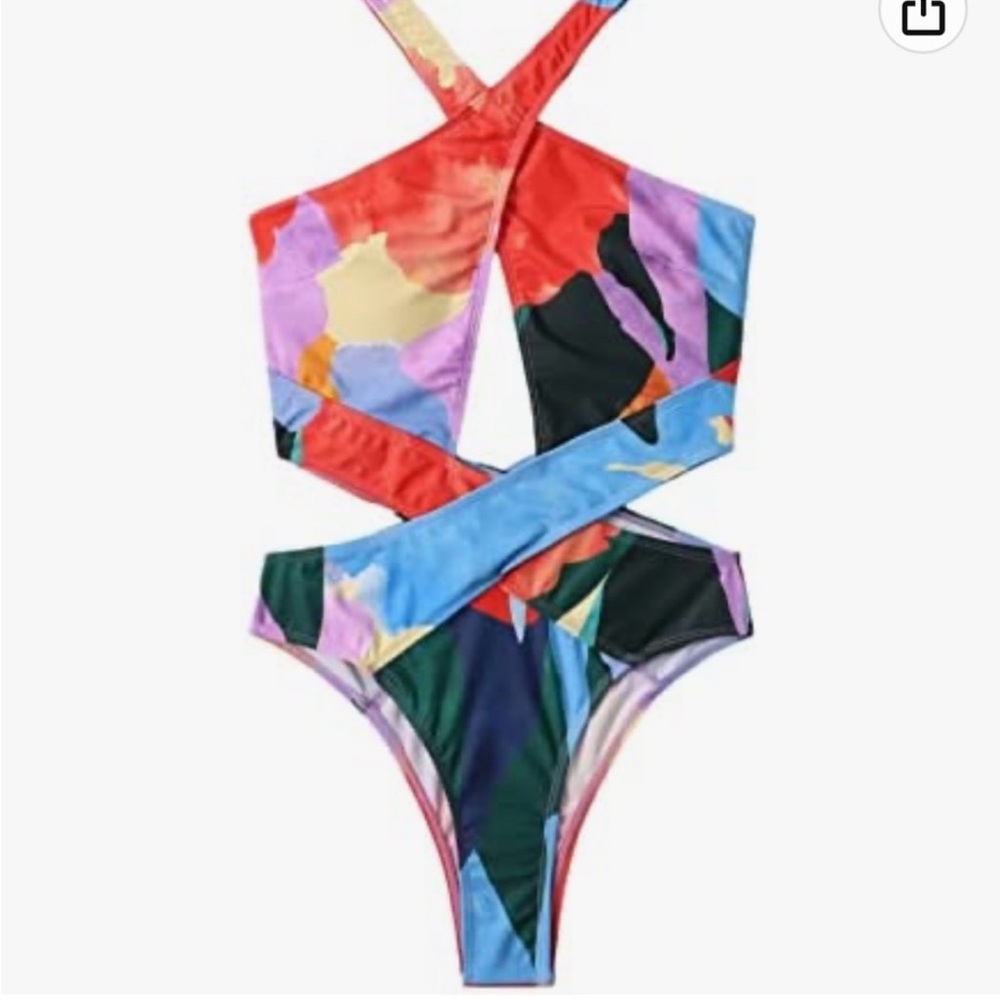 SHEIN Multicolor Abstract One Piece Swimsuit✨